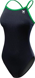 Stroje kąpielowe - TYR Damski kostium kąpielowy marki Tyr Hexa Diamondfit Czarny/zielony 28 - grafika 1