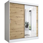 Szafy - Szafa przesuwna biel + dąb artisan 180 cm C8-B16 - miniaturka - grafika 1