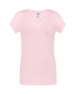 T-shirt Damski różowy dekolt w serek roz. L - Odzież robocza - miniaturka - grafika 1