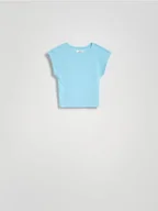 Koszulki i topy damskie - Reserved - T-shirt z modalem - turkusowy - miniaturka - grafika 1