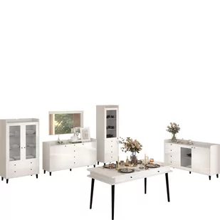 Zestaw Mebli do Jadalni 7 Dolce MebloCross Craft Złoty / Biały Połysk - Meble kuchenne - miniaturka - grafika 1