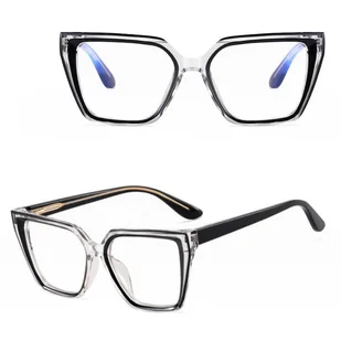 Damskie kocie okulary zerówki do komputera BLUE LIGHT na teleskopach 25152 Czarny - Okulary korekcyjne, oprawki, szkła - miniaturka - grafika 1