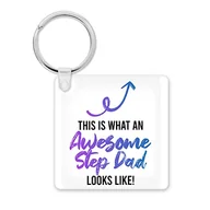 Breloki - Zabawna nowość brelok prezent | przyjaciel brelok do kluczy praca kolega opuszczający pracę prezent | Niesamowity ojczym | Kluczowe akcesorium żart | KBH172, multi, 5.8cm x 5.8cm - miniaturka - grafika 1