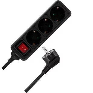 REV Socket line 3-fold 1,4 m black with switch 512371555 - Przedłużacze i rozgałęźniki - miniaturka - grafika 1