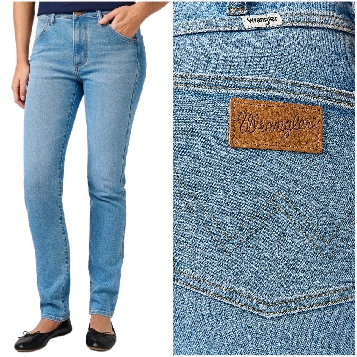 Wrangler Piper slim Sunlit Sands wysokie damskie spodnie jeansowe W31 L32