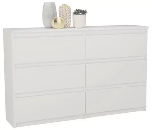 Duża komoda szafka Pari 6 szuflad 120cm  BIAŁA - Komody - miniaturka - grafika 1