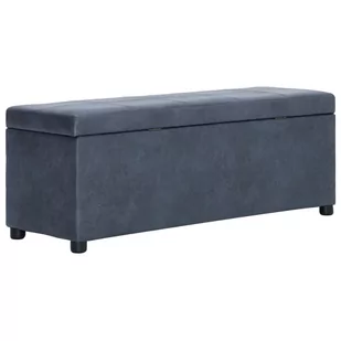 vidaXL Ławka ze schowkiem, 116 cm, szara, sztuczna skóra zamszowa vidaXL - Ławki do przedpokoju - miniaturka - grafika 1