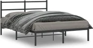 Łóżka - vidaXL vidaXL Metalowa rama łóżka z wezgłowiem, czarna, 140x190 cm - miniaturka - grafika 1