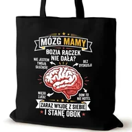Torby i wózki na zakupy - Torba bawełniana czarna dla MAMY na ramię nadrukiem prezent zakupowa - miniaturka - grafika 1