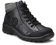 Botki damskie - Buty zimowe damskie Rieker L7110 czarne botki ocieplane wełną z membraną-40 - miniaturka - grafika 1