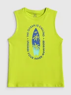 Koszulki dla chłopców - 4F Koszulka bez rękawów regular z nadrukiem chłopięca - zielona 164 (13-14 lat) - miniaturka - grafika 1