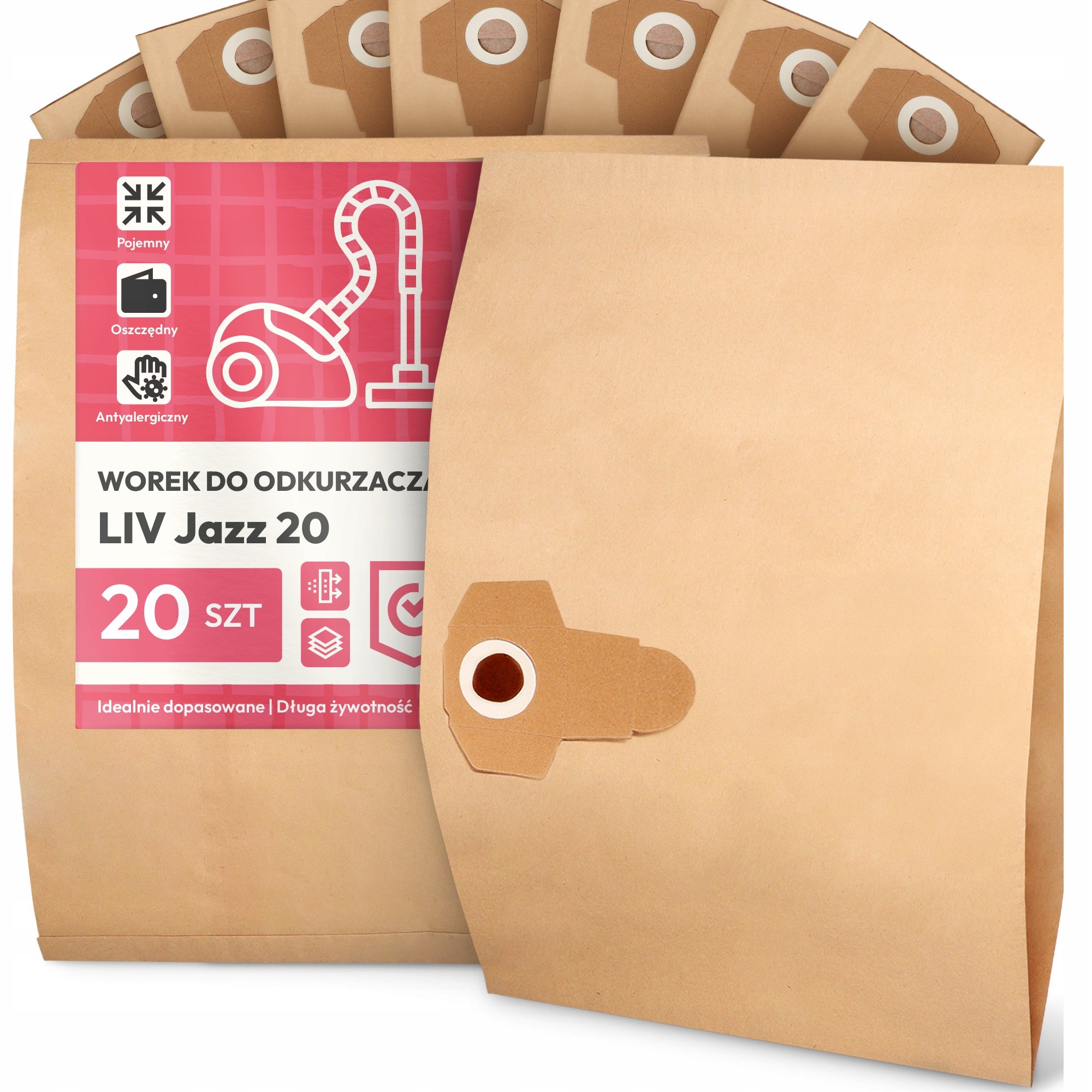 20x Worek do Odkurzacza Liv Jazz 20 Papierowy 2-Warstwy Torba Worki 2A
