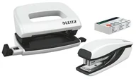 Przybory szkolne - Leitz Zszywacz + dziurkacz Mini WOW metalowy, perłowy biały 55612001 - miniaturka - grafika 1