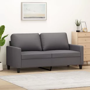 vidaXL 2-osobowa sofa, szary, 140 cm, sztuczna skóra - Sofy i kanapy - miniaturka - grafika 1