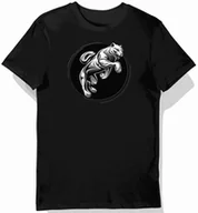 Koszulki męskie - Koszulka męska czarna z dynamicznym skokiem srebrnego jaguara S - miniaturka - grafika 1