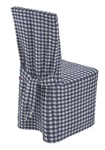 Dekoria Sukienka na krzesło granatowo biała kratka 1,5x1,5cm) 45 × 94 cm Quadro 580-136-01 - Pokrowce na meble - miniaturka - grafika 1