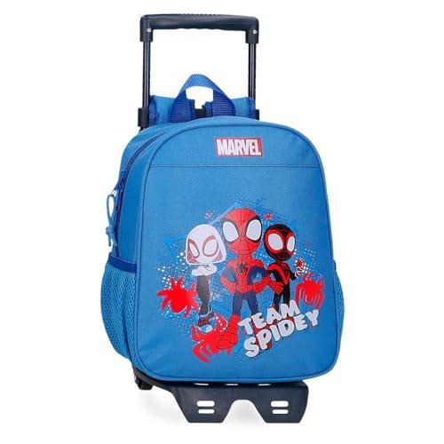 Joumma Marvel Team Spidey Plecak przedszkolny z wózkiem niebieski 23x28x10 cm Poliester 6,44L, Niebieski, Talla única, Plecak do przedszkola