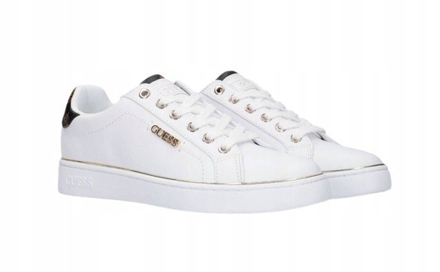 GUESS BIAŁE PÓŁBUTY DAMSKIE Z LOGO I ZŁOTYM SZEWEM 40 G_A
