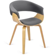 Krzesła - Krzesło Tapicerowane z Drewna Giętego GARY Dąb Złoty/Szare Nowoczesne Loft - miniaturka - grafika 1