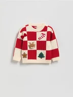 Bluzy dla dziewczynek - Reserved - Świąteczny sweter z aplikacją - wielobarwny - miniaturka - grafika 1