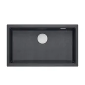 Zlewozmywaki - QUADRON DASH 110 GraniteQ zlewozmywak black diamond 76x44x23,5 cm 1-komorowy wpuszczany z syfonem manualnym stal szlachetna - miniaturka - grafika 1
