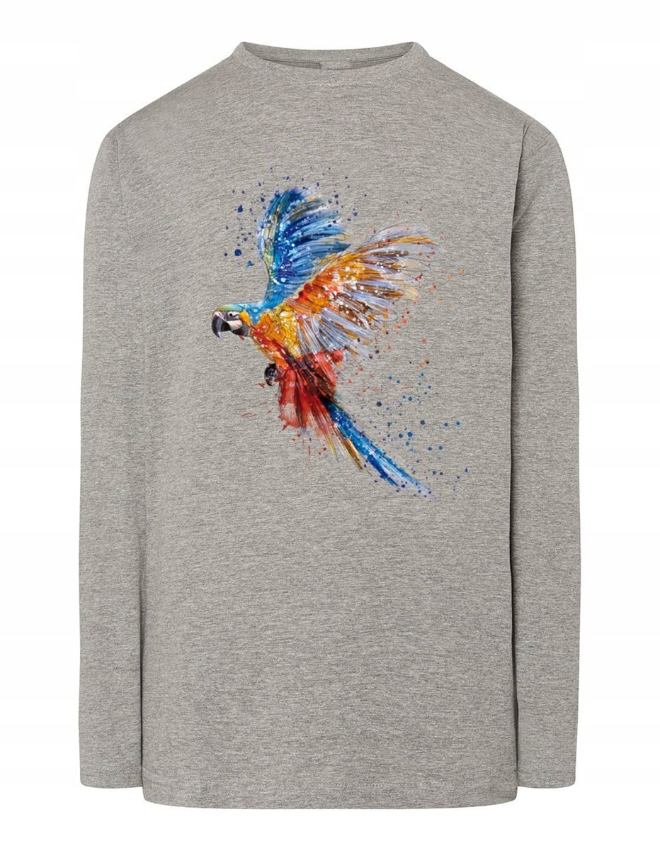 Longsleeve męski kolorowy nadruk PAPUGA r.L