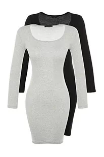 Trendyol Damska sukienka mini bodycon, czarna, wielokolorowa, S, Czarny/wielokolorowy, S - Sukienki - miniaturka - grafika 1