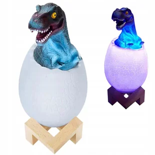 LAMPKA NOCNA DINOZAUR TYRANOSAUR JAJKO RGB LED JAJO ŚWIECĄCE DLA DZIECI - Lampy stojące - miniaturka - grafika 1