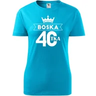 Koszulki i topy damskie - Damska Koszulka z Nadrukiem Boska 40 na Prezent Urodzinowy dla Niej turkusowy XXL - miniaturka - grafika 1
