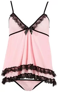 Cottelli Collection Lingerie Babydoll - uwodzicielska Babydoll i stringi dla niego, minisukienka z koronkowymi detalami uwodzicielska partnera, różowa - Bielizna nocna - miniaturka - grafika 1