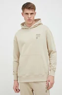 Bluzy męskie - Fila bluza bawełniana męska kolor beżowy z kapturem z nadrukiem - miniaturka - grafika 1