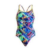 Stroje kąpielowe - FUNKITA Strój kąpielowy damski jednoczęściowy DIAMOND BACK ONE PIECE kickflip - miniaturka - grafika 1