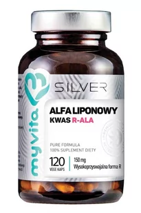 MyVita SILVER 100% Kwas Alfaliponowy R-ALA 150mg, 120kaps. 21PRJKWAA4 - Suplementy naturalne - miniaturka - grafika 1