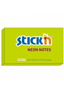 Stick`N Notes samoprzylepny 127x76mm ZIELONY NEON - Artykuły biurowe - miniaturka - grafika 2