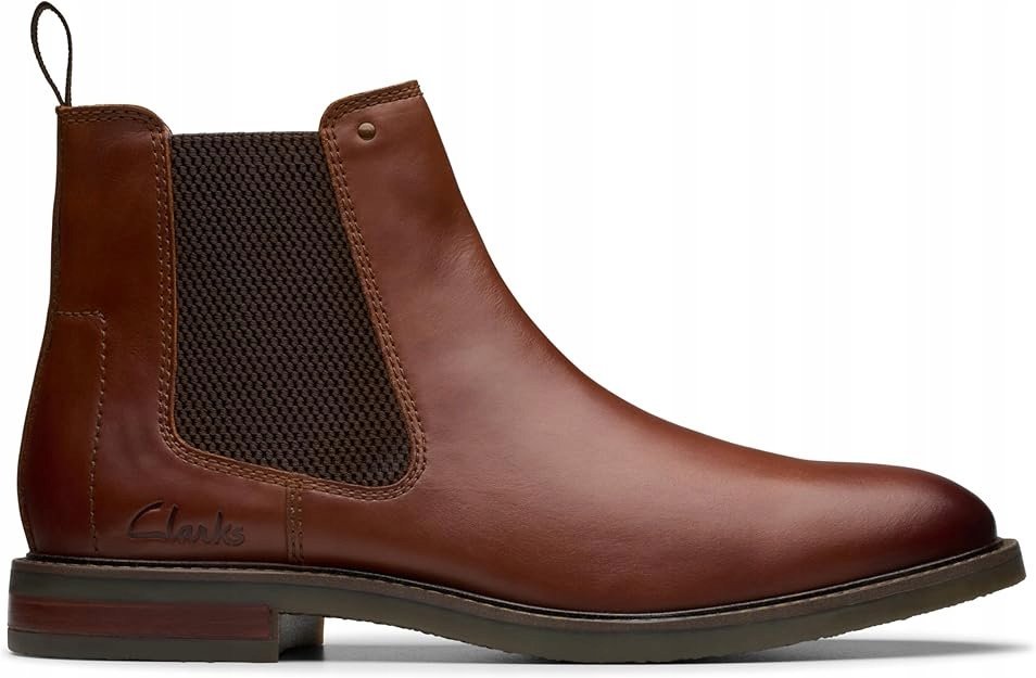 CLARKS ELEGANCKIE MĘSKIE SZTYBLETY ZE SKÓRY NATURALNEJ BRĄZOWE 47 6KA