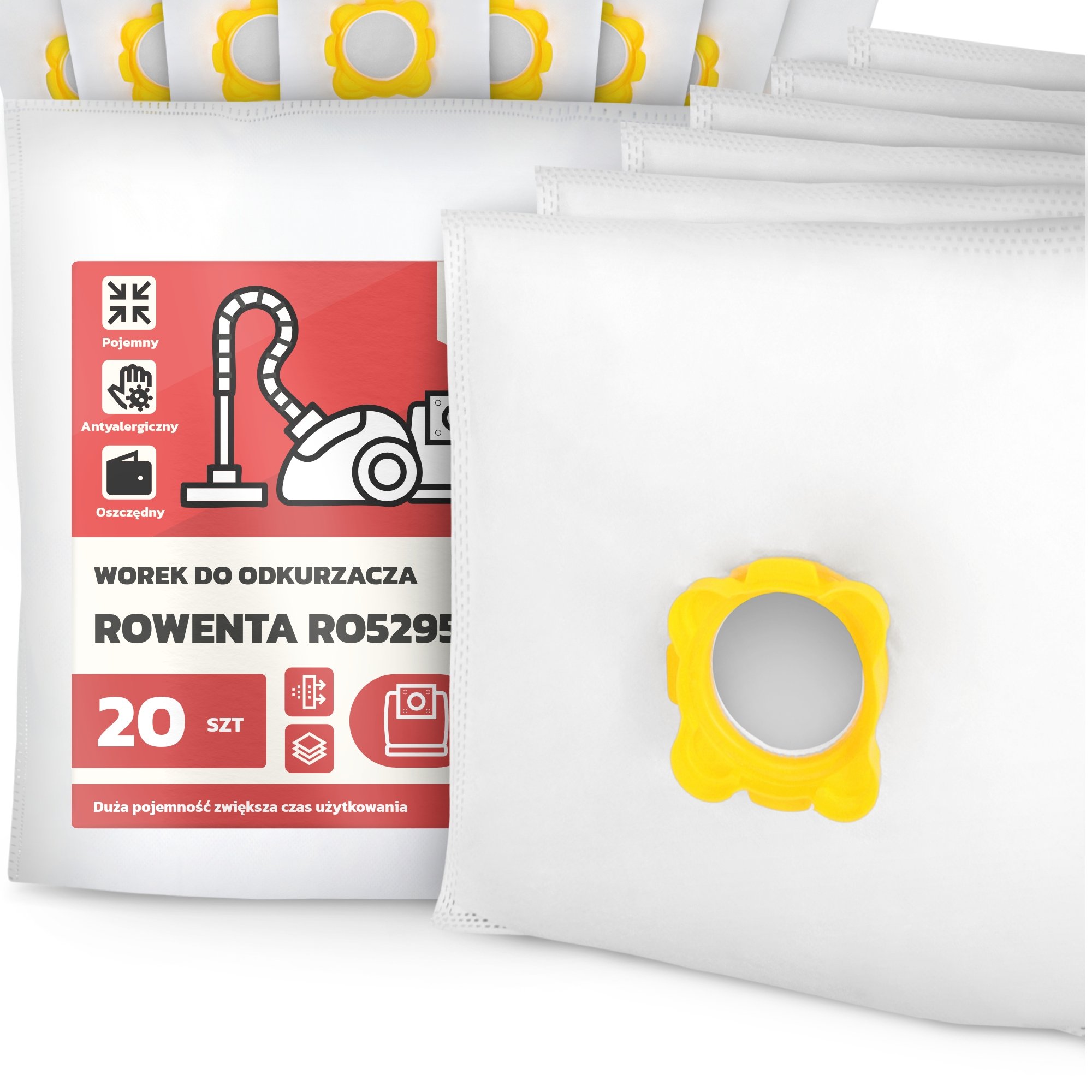 20x Worek do Odkurzacza Rowenta RO5295 Syntetyczny Mikrowłókna Duży Work G9