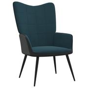 Fotele - vidaXL Fotel niebieski obity aksamitem i PVC 327841 - miniaturka - grafika 1