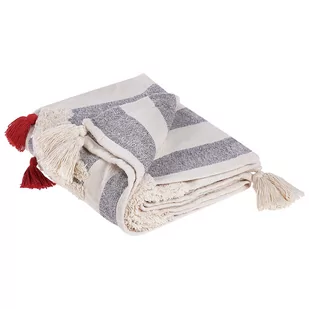 Koc bawełaniany 125 x 150 cm biało-szary NAMTAR - Koce - miniaturka - grafika 1
