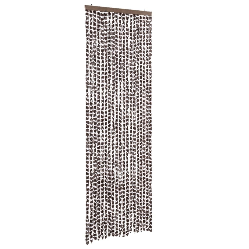 vidaXL Zasłona na muchę brązowo-biała 56x200 cm szenilowa