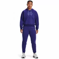 Spodnie sportowe damskie - Damskie spodnie dresowe Under Armour Essential Script Pant - niebieskie - UNDER ARMOUR - miniaturka - grafika 1