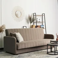 Sofy i kanapy - Wersalka Sofa Kanapa Rozkładana z Funkcją Spania Dwuosobowa Beżowa PORTO - miniaturka - grafika 1