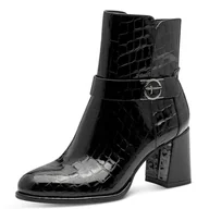 Botki damskie - Tamaris Damskie botki na obcasie 1-25337-45, Black Croco, 35 EU, Czarny, krokodyl, 35 EU - miniaturka - grafika 1