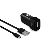 Ładowarki samochodowe - PURO Ładowarka Ładowarka sam 1xUSB 1A z kablem MicroUSB czarna/black MCHUSBMICROCBLK 21273 - miniaturka - grafika 1