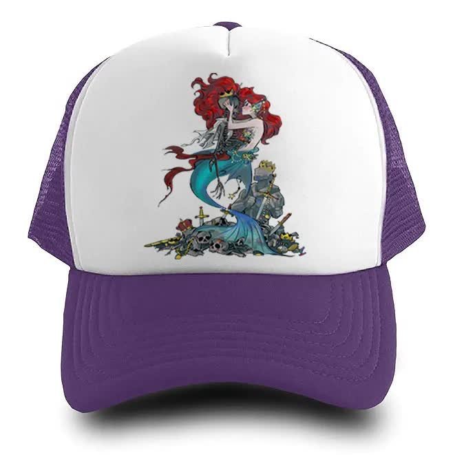 Czapka Daszek Fioletowa Ariel Księżniczki Wzory