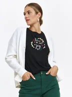 Koszulki i topy damskie - T-shirt z ozdobnym nadrukiem - miniaturka - grafika 1