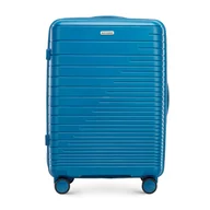 Walizki - Walizka średnia z polipropylenu z błyszczącymi paskami - miniaturka - grafika 1