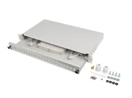 Pozostałe akcesoria sieciowe - Przełącznica światłowodowa lanberg 24xsc simplex / 24xlc duplex rack 19" 1u szara + akcesoria FOP1-24SS-LDS - miniaturka - grafika 1