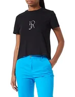 Koszulki i topy damskie - Sisley T-shirt damski, czarny 100, XS - miniaturka - grafika 1