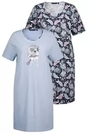 Piżamy damskie - Ulla Popken Damska koszula nocna, 2 sztuki, duża koszulka, błękitna, 46/48, niebieski źródłowy - miniaturka - grafika 1