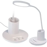 Lampy stojące - Nowoczesna, biała lampka biurkowa, led, trzy barwy światła - miniaturka - grafika 1